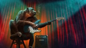 Monkey playing guitar
